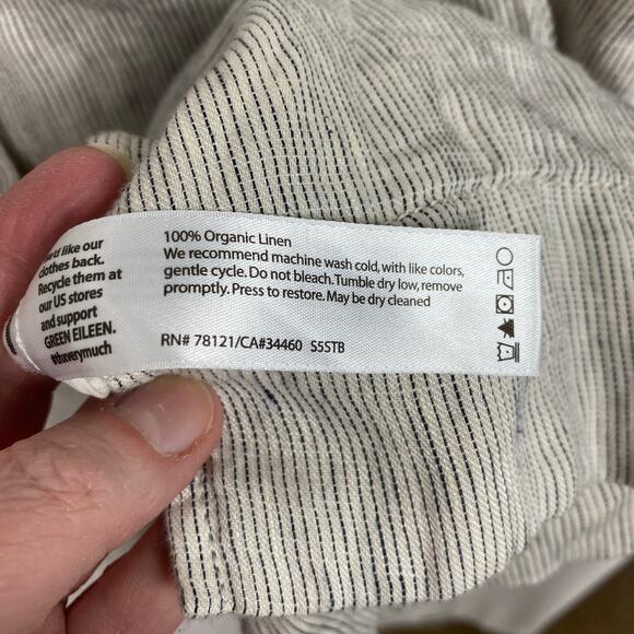 Eileen Fisher Cream Organic Linen Button Front Longline Jacket Sz.M - Picture 12 of 14